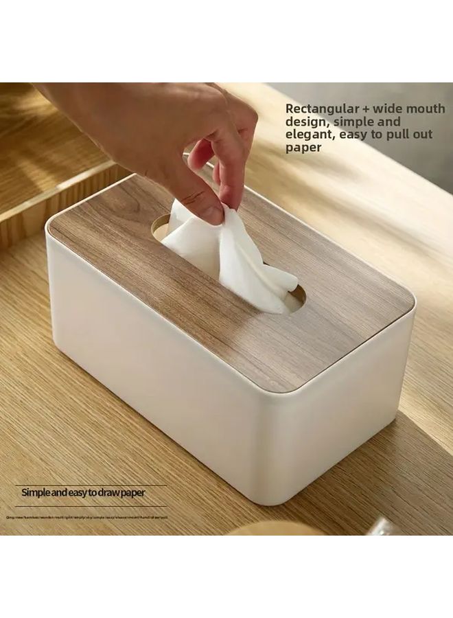 حامل علبة المناديل الأبيض الحديث ذو الغطاء - موزع مربع بسيط للحمام وطاولة الزينة والمكتب - Image 1